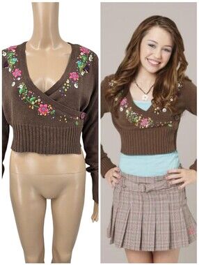 ASO Hannah Montana Y2K DKNY Cropped Sweater Miley Cyrus Stewart